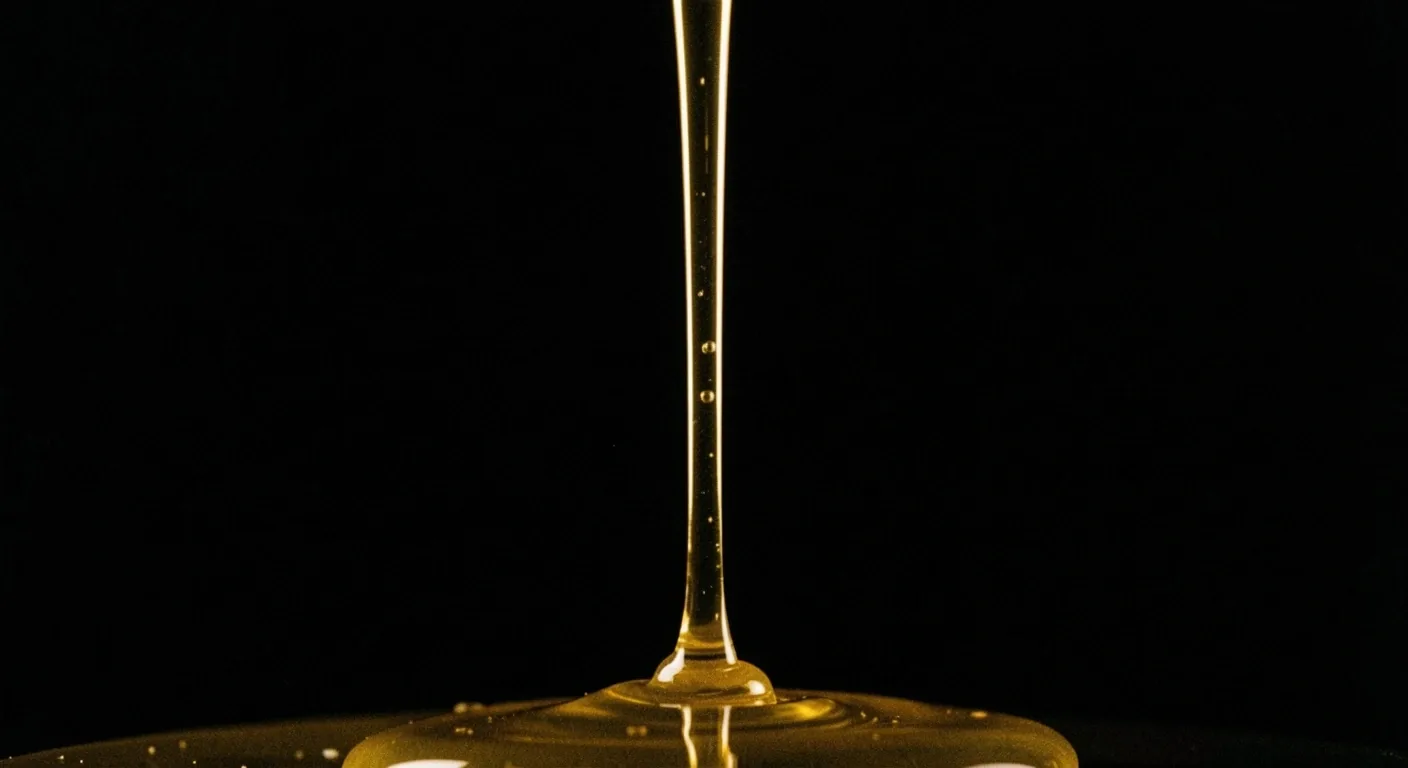 Slow-motion pour of golden supplement oil