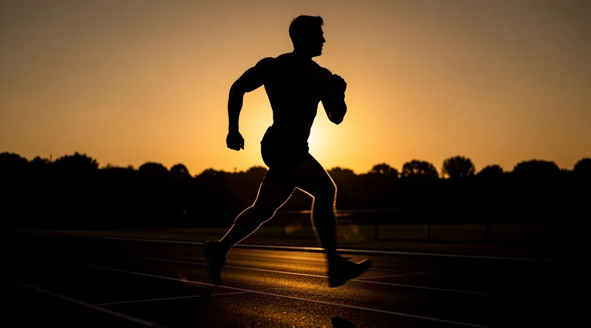 Athlete running in low light