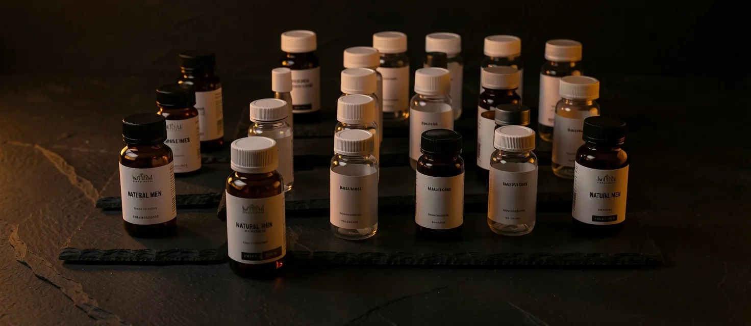 Supplement bottles arranged on dark surface